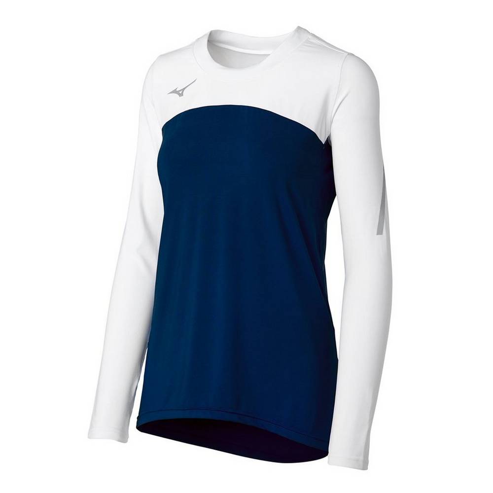 Damske Dresy Mizuno Techno VII Long Sleeve Volejbalove Námornícka Modrá/Biele Vypredaj QWDP80956